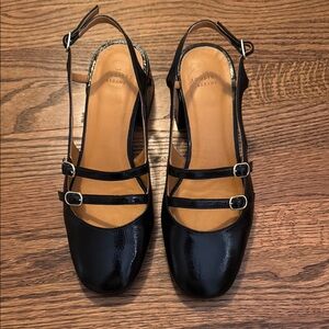 Black Patent Leather Slingback Shoes